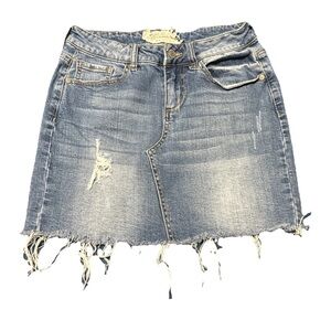 Altar’d State Women’s XS Micro Mini Denim Skirt Distressed Raw Hem Y2K Summer